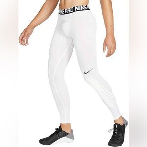 Nike White Compression Tights with Black Accents